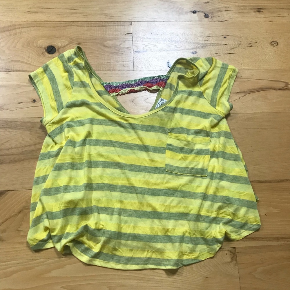 Striped Yellow and Gray Women's Top